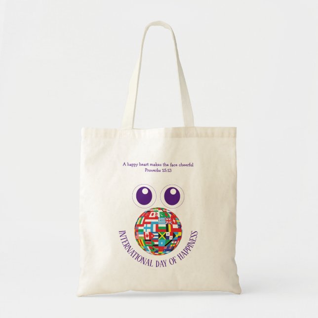 World Flags HAPPINESS Tote Bag (Front)