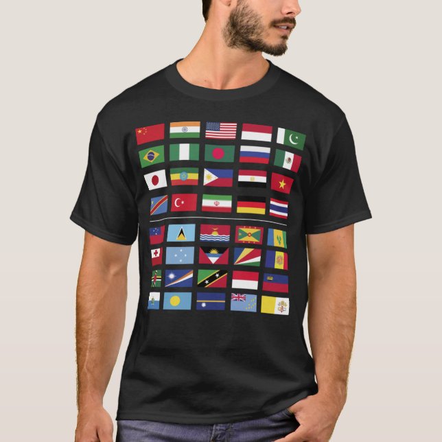 World Flags Largest and Smallest Countries By Popu T-Shirt (Front)