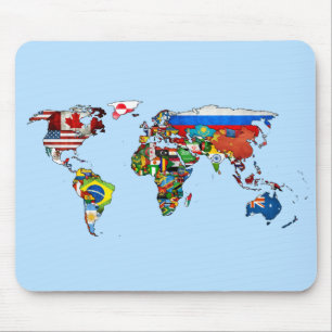 World Flags Map Mouse Pad