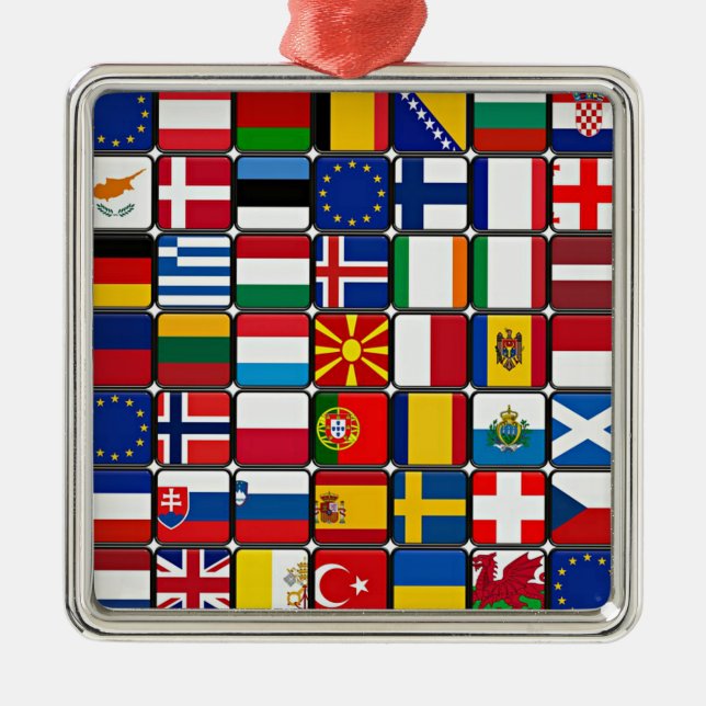 World Flags Metal Tree Decoration (Front)