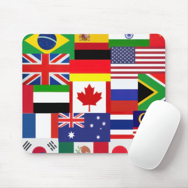 World Flags Mouse Mat (With Mouse)