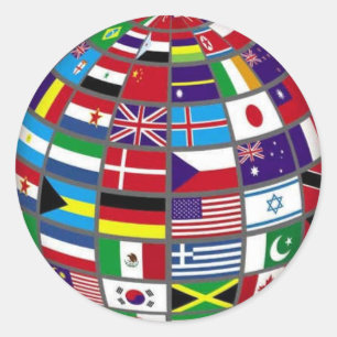 World Flags on Globe Sticker