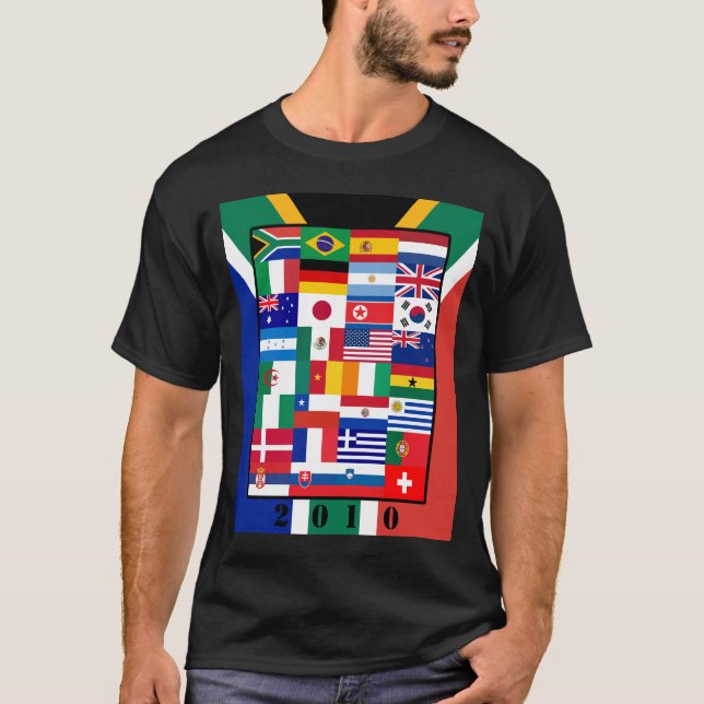 World Flags Soccer 2010 Basic Dark T-Shirt (Front)