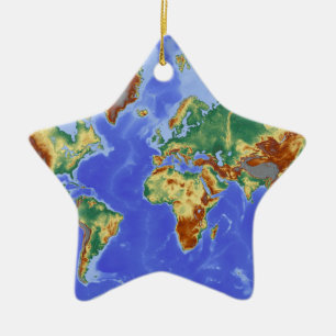 World Geographic International Map Ceramic Tree Decoration