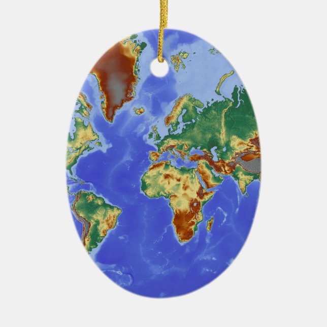 World Geographic International Map Ceramic Tree Decoration (Front)