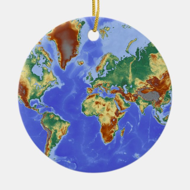 World Geographic International Map Ceramic Tree Decoration (Front)