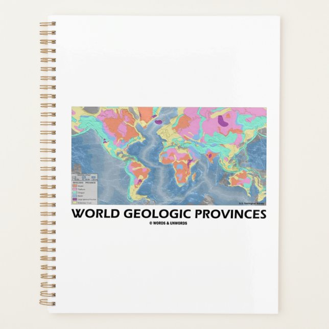 World Geological Provinces World Map Geology Planner (Front)