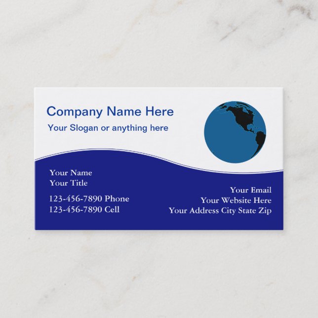 World Globe Business Cards (Front)