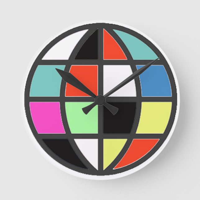 World Globe Color Round Clock (Front)