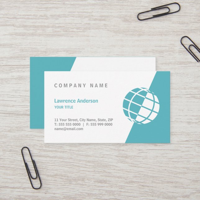 World Globe Logo Professional Business Cards (Front/Back In Situ)