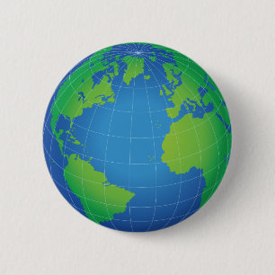 World Globe Map 6 Cm Round Badge