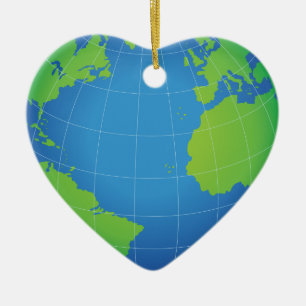 World Globe Map Ceramic Tree Decoration