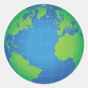 World Globe Map Classic Round Sticker