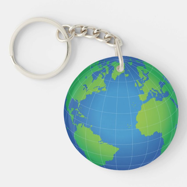 World Globe Map Key Ring (Front)