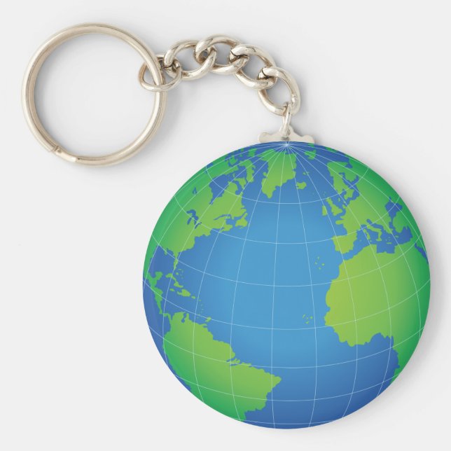 World Globe Map Key Ring (Front)