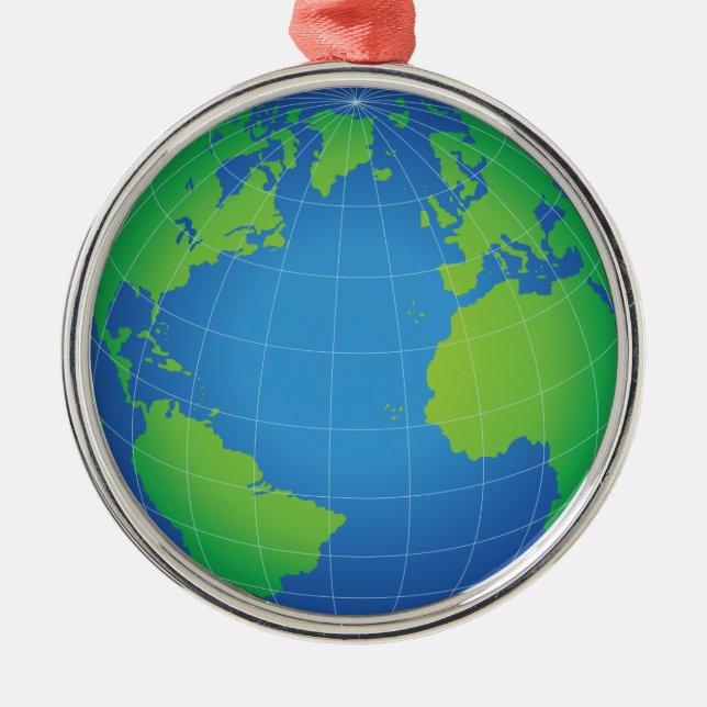 World Globe Map Metal Tree Decoration (Front)