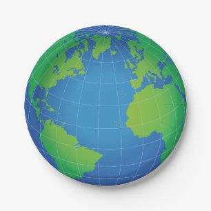 World Globe Map Paper Plate