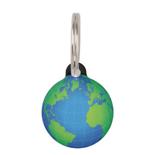 World Globe Map Pet Tag