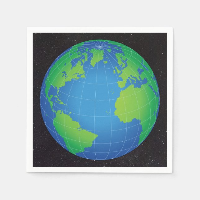 World Globe Map Starry Sky Napkin (Front)