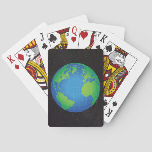 World Globe Map Starry Sky Playing Cards