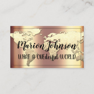World Globe Map Travel Agency Gold Rose Gold Busi Business Card