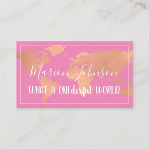 World Globe Map Travel Agency  Rose Fame pink Business Card