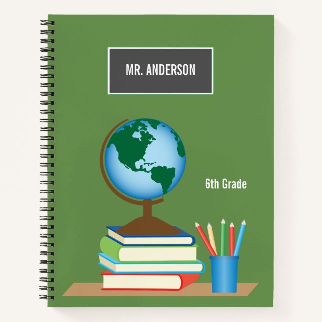 World Globe on Stack of Books Personalised Teacher (Front)