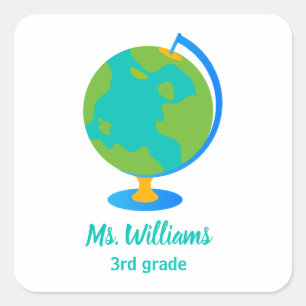 World Globe Square Sticker