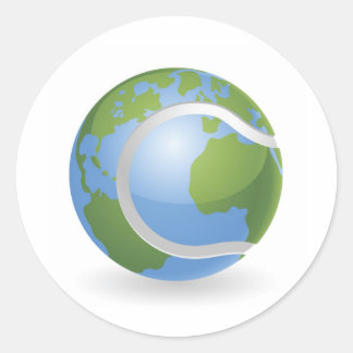 World globe tennis ball concept classic round sticker
