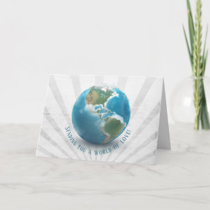 world globe with clouds birthday card