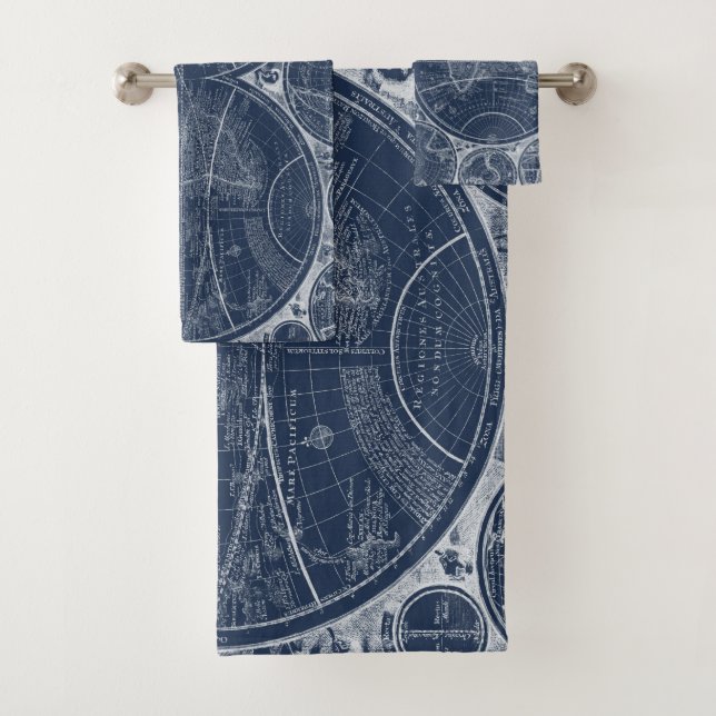 World Globes Blueprint Bath Towel Set (Insitu)