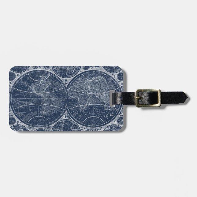 World Globes Blueprint Luggage Tag (Front Horizontal)