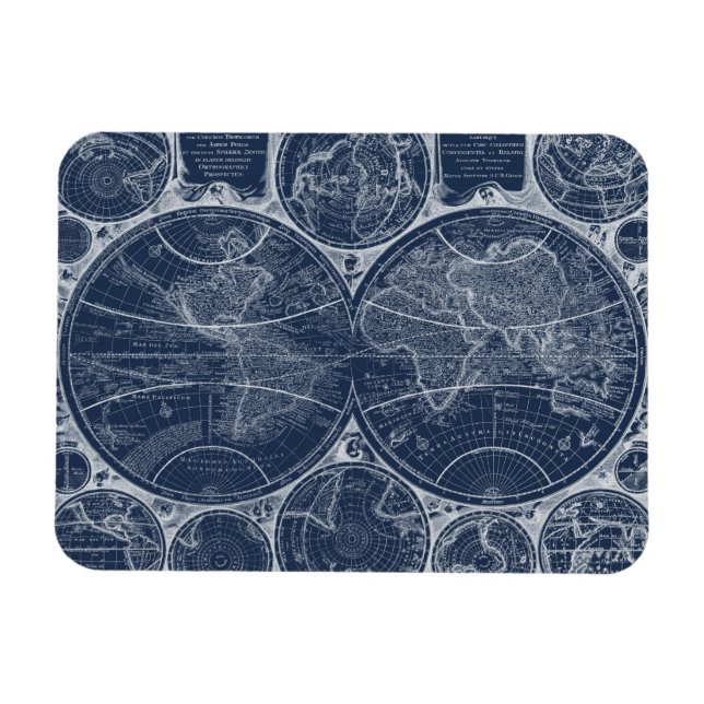 World Globes Blueprint Magnet (Horizontal)
