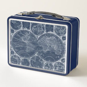 World Globes Blueprint Metal Lunch Box