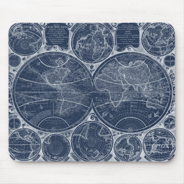 World Globes Blueprint Mouse Mat (Front)