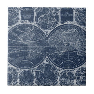 World Globes Blueprint Tile