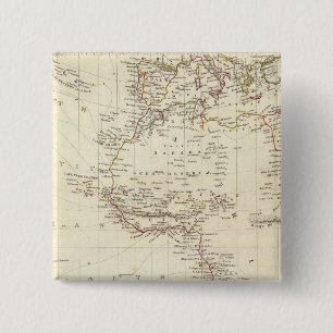 World, gnomonic proj I Africa and south Europe 15 Cm Square Badge