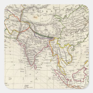 World, gnomonic proj IV Asia Square Sticker