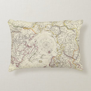 World, gnomonic proj V North Pole 45 N Lat Decorative Cushion
