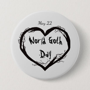 World Goth Day Button with Dead Branches Heart