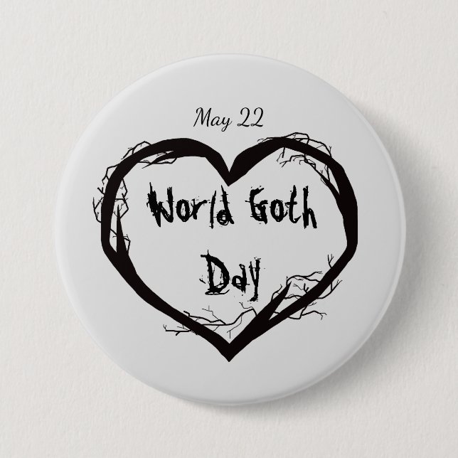 World Goth Day Button with Dead Branches Heart (Front)