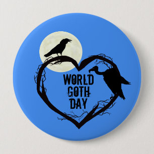 World Goth Day Button with Raven & Vulture