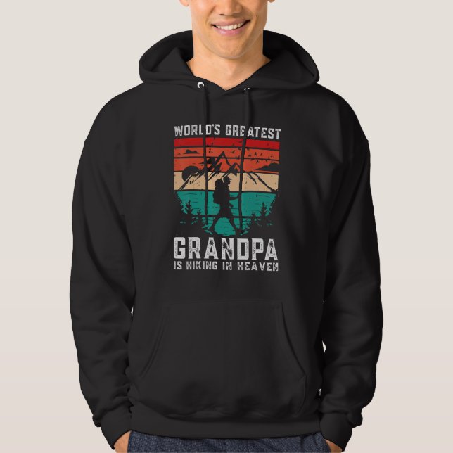 World Greatest Grandpa Hiking in Heaven Family Mem Hoodie (Front)