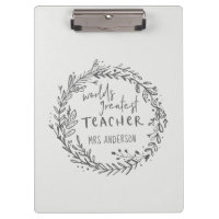 world greatest teacher modern minimal wreath