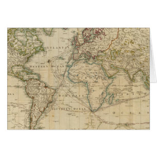 World Hand Coloured map