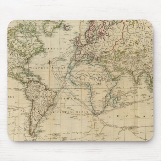 Image of World Hand Coloured map Mouse Mat