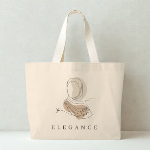 World Hijab Day Elegance Tote Minimal Line Art