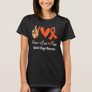 World Hunge Awareness Peace Love Hope Orange Ribbo T-Shirt