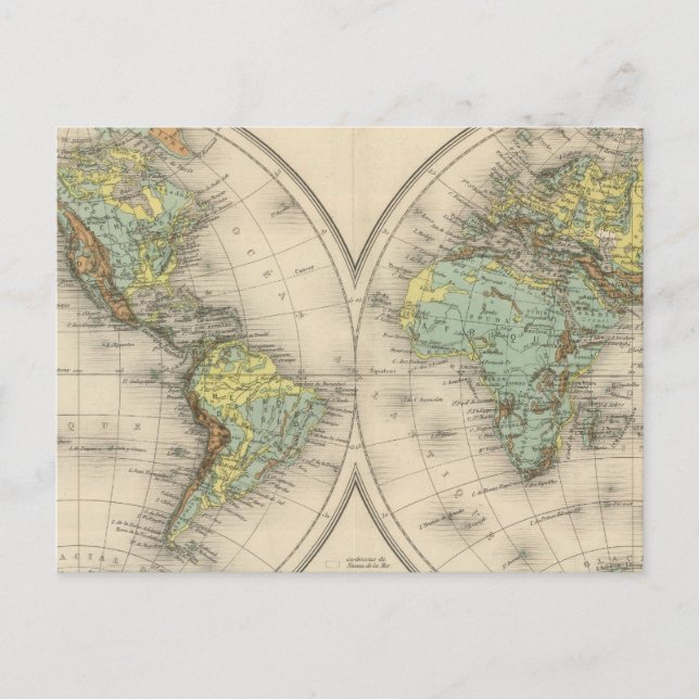 World hypsometric maps postcard (Front)