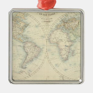 World in Hemispheres Metal Tree Decoration